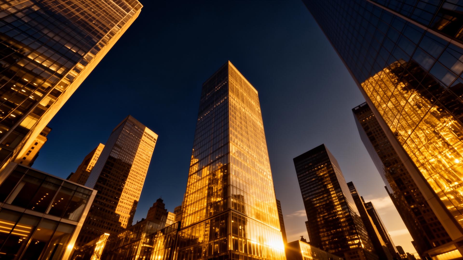 New York skyline at golden hour